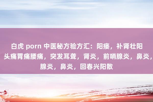 白虎 porn 中医秘方验方汇：阳痿，补肾壮阳丸，艾滋病，头痛胃痛腰痛，突发耳聋，肾炎，前哨腺炎，鼻炎，回春兴阳散