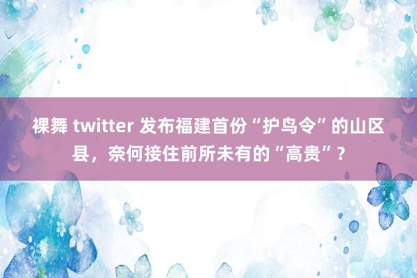 裸舞 twitter 发布福建首份“护鸟令”的山区县，奈何接住前所未有的“高贵”？