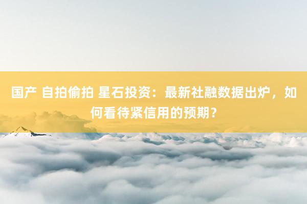 国产 自拍偷拍 星石投资：最新社融数据出炉，如何看待紧信用的预期？