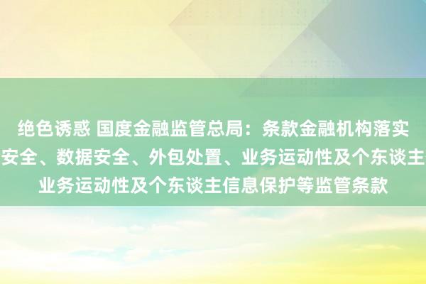 绝色诱惑 国度金融监管总局：条款金融机构落实挪动应用备案、蚁合安全、数据安全、外包处置、业务运动性及个东谈主信息保护等监管条款