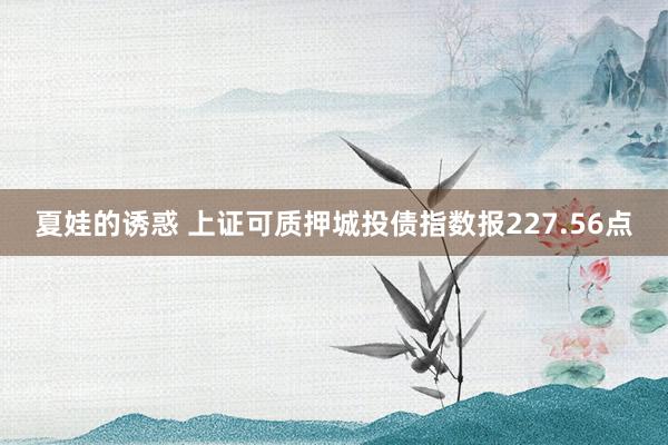 夏娃的诱惑 上证可质押城投债指数报227.56点