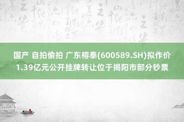 国产 自拍偷拍 广东榕泰(600589.SH)拟作价1.39亿元公开挂牌转让位于揭阳市部分钞票