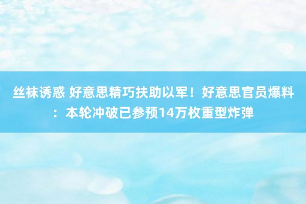 丝袜诱惑 好意思精巧扶助以军！好意思官员爆料：本轮冲破已参预14万枚重型炸弹