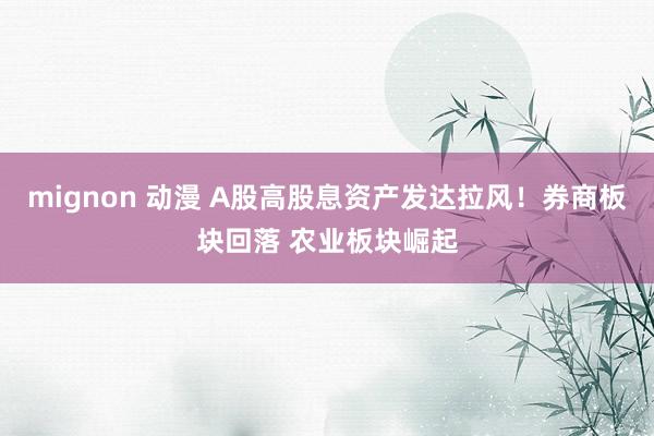 mignon 动漫 A股高股息资产发达拉风！券商板块回落 农业板块崛起