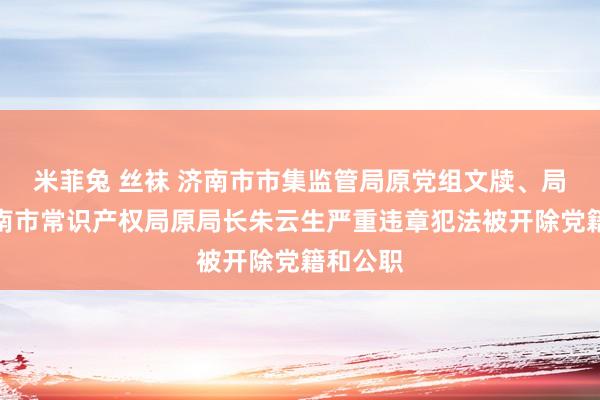 米菲兔 丝袜 济南市市集监管局原党组文牍、局长，济南市常识产权局原局长朱云生严重违章犯法被开除党籍和公职