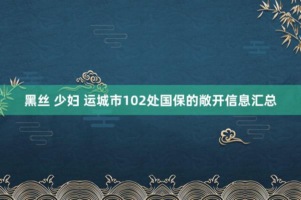 黑丝 少妇 运城市102处国保的敞开信息汇总