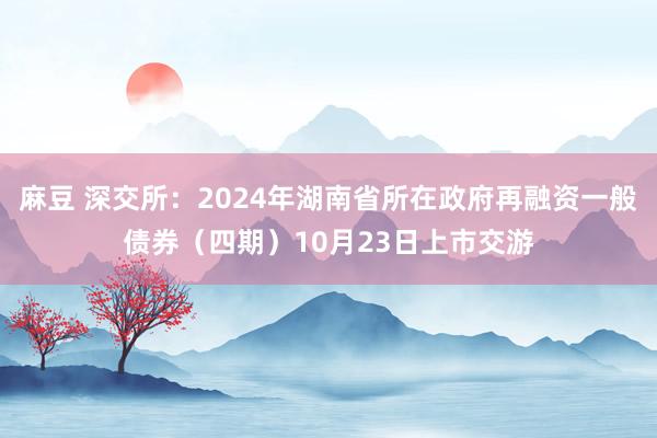 麻豆 深交所：2024年湖南省所在政府再融资一般债券（四期）10月23日上市交游