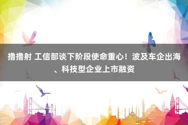 撸撸射 工信部谈下阶段使命重心！波及车企出海、科技型企业上市融资