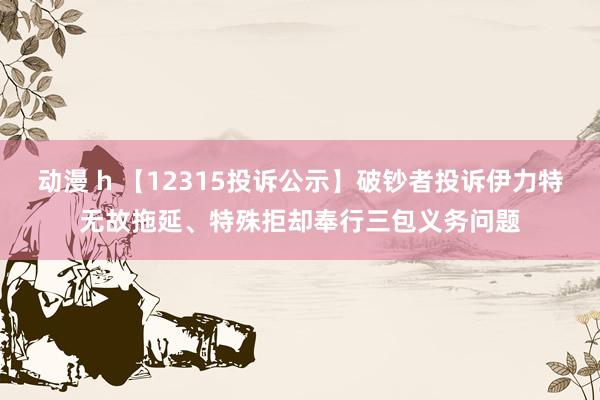 动漫 h 【12315投诉公示】破钞者投诉伊力特无故拖延、特殊拒却奉行三包义务问题