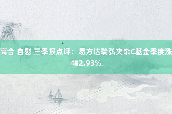 高合 自慰 三季报点评：易方达瑞弘夹杂C基金季度涨幅2.93%