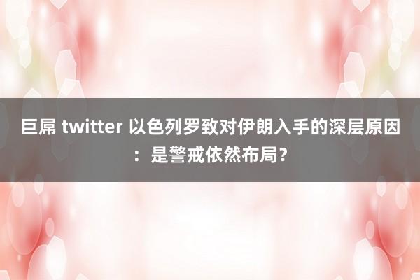 巨屌 twitter 以色列罗致对伊朗入手的深层原因：是警戒依然布局？