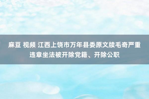 麻豆 视频 江西上饶市万年县委原文牍毛奇严重违章坐法被开除党籍、开除公职