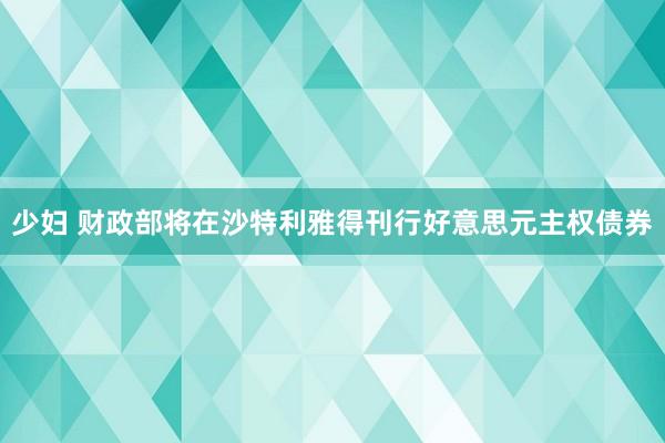 少妇 财政部将在沙特利雅得刊行好意思元主权债券