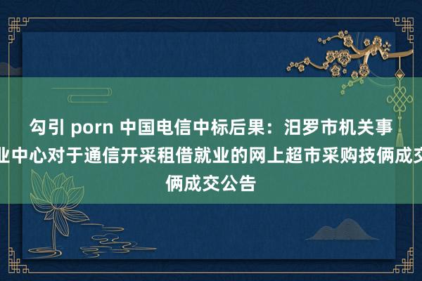 勾引 porn 中国电信中标后果：汨罗市机关事务就业中心对于通信开采租借就业的网上超市采购技俩成交公告