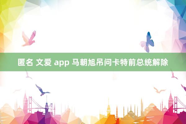 匿名 文爱 app 马朝旭吊问卡特前总统解除