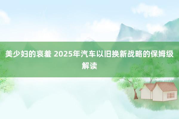 美少妇的哀羞 2025年汽车以旧换新战略的保姆级解读