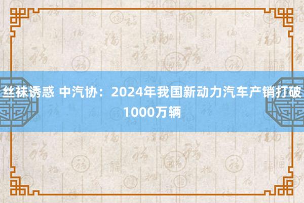 丝袜诱惑 中汽协：2024年我国新动力汽车产销打破1000万辆