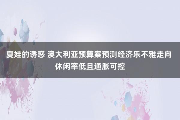 夏娃的诱惑 澳大利亚预算案预测经济乐不雅走向 休闲率低且通胀可控